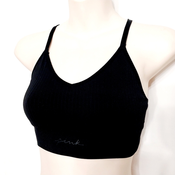 PINK Victoria's Secret Other - 🔵BOGO FREE🔵 PINK Active Victoria's Secret Black Ribbed Bralette T-Back Sz XS